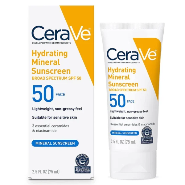 CeraVe Hydrating Mineral Face Sunscreen Broad Spectrum SPF50 75ml