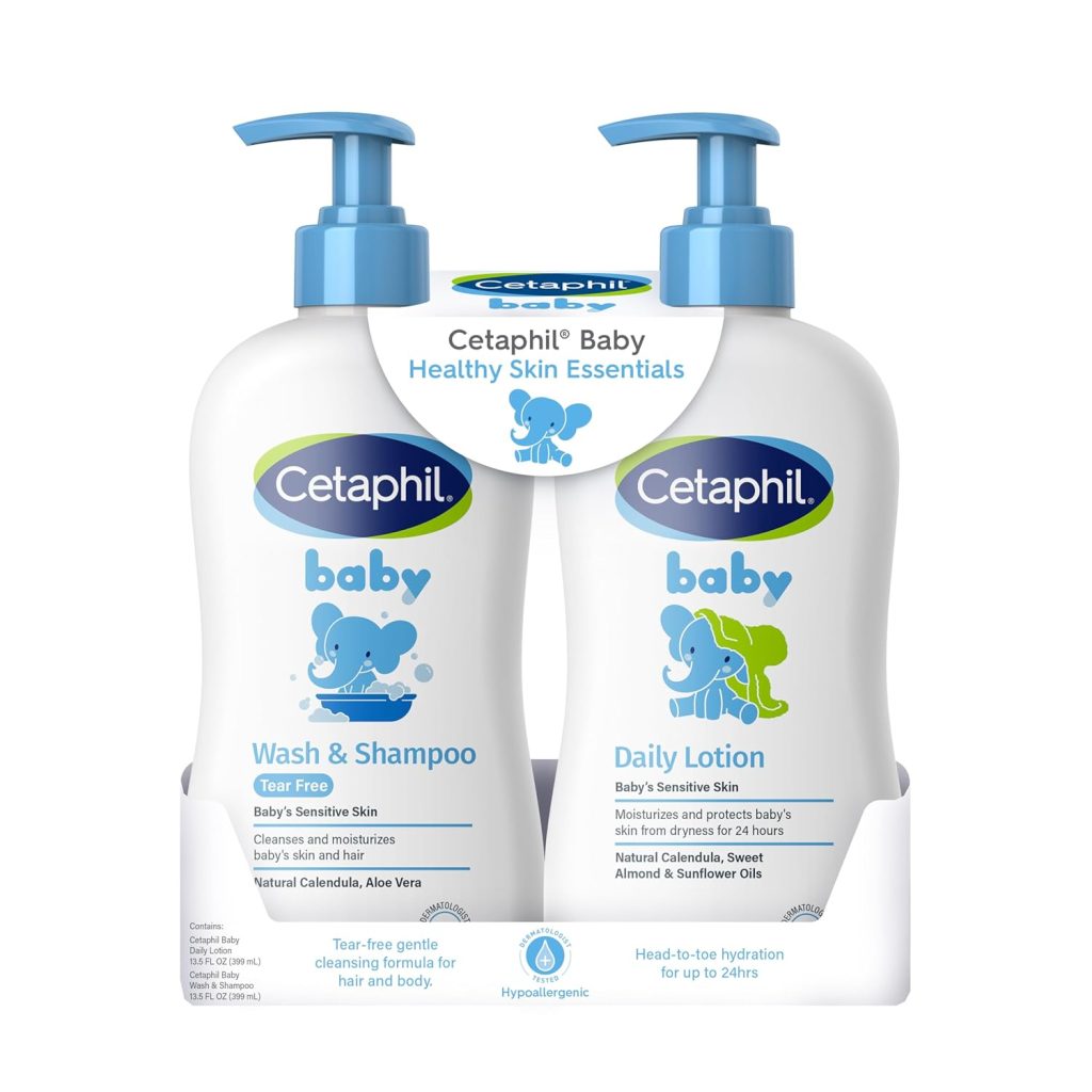Cetaphil Baby Wash & Shampoo Plus Body Lotion, Head to Toe Sensitive Skin